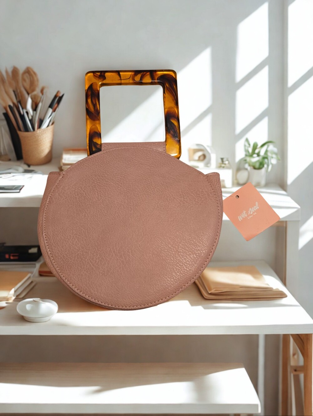 Wet Seal Pink Round Mini Bag with Tortoiseshell Handle